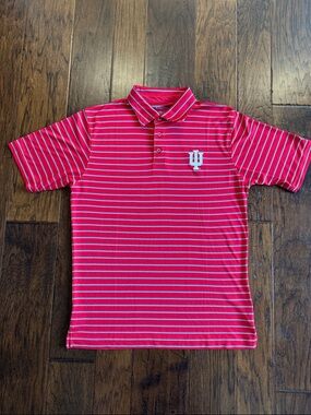 IU Hoosiers Indiana University Striped Red Polo with White IU Logo sz M